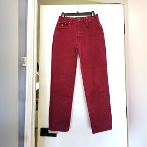 RARE Vintage 90's Trussardi Italian Designer Burgundy Red Mom Jeans Size 30‎
